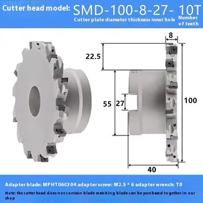 2079-CNC sleeve SMD side and face milling cutterhead CNC indexable chip SMC cutterhead T-slot grooving MPHT06 Shandong Denso Pricision Tools Co.,Ltd.